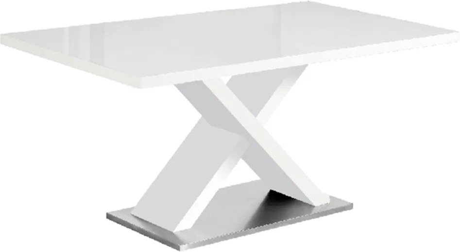 Jedálenský stôl, biela s vysokým leskom HG, FARNEL