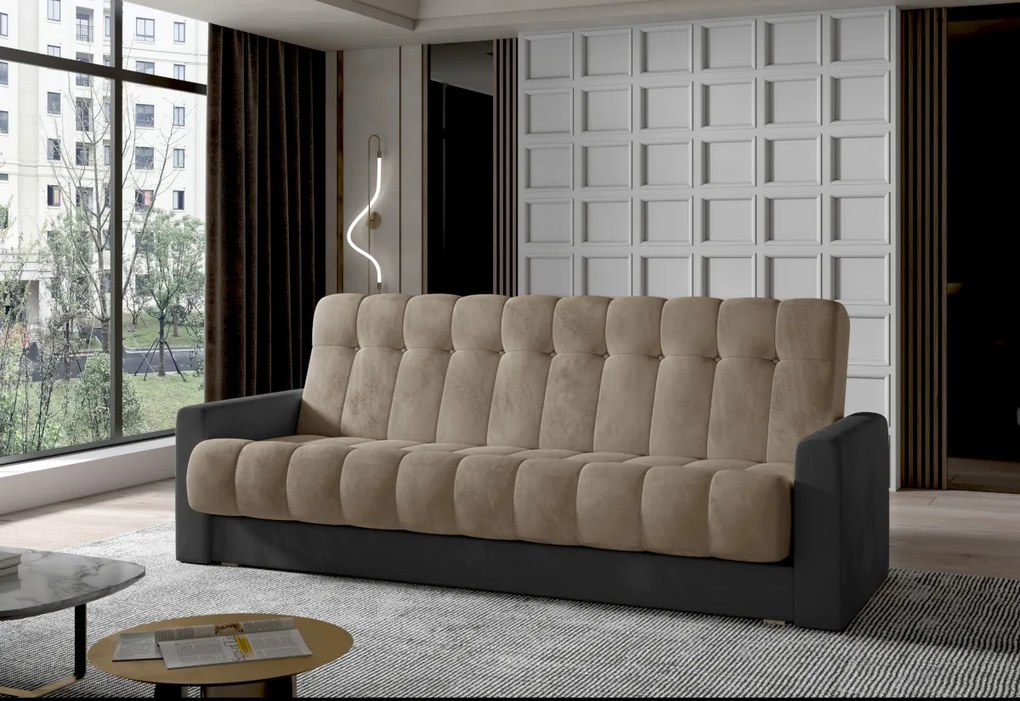 Rozkladacia čalúnená pohovka GARETT, 210x90x85, sawana 21/soft 11