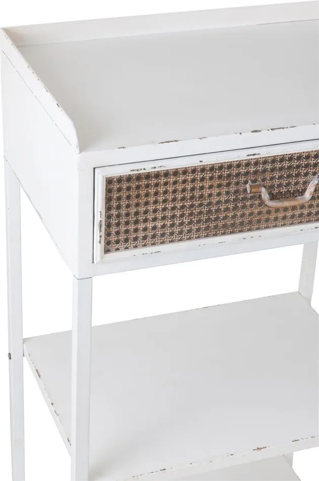 Biely antik kovový policový regál so šuplíkom Valio White - 54*38*140cm