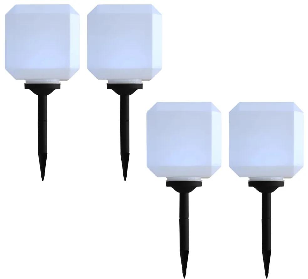 vidaXL Vonkajšie solárne lampy 4 ks biele 20 cm LED kubické