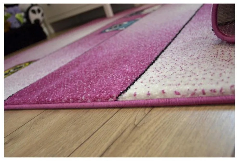 Detský kusový koberec Sovy ružový 240x330cm
