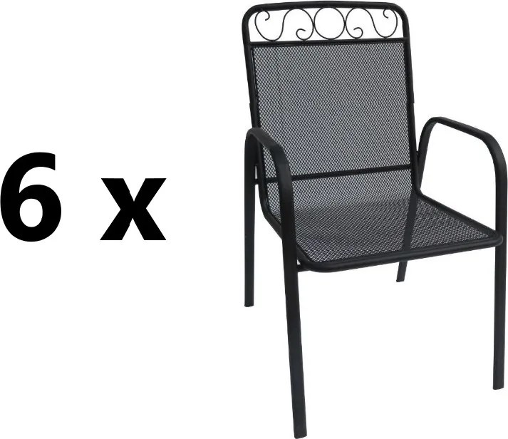 Záhradná kovová stolička 6 ks BABU, čierna