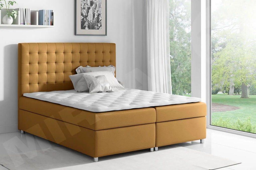 Posteľ kontinentálna Alfi, Rozmer postele: 140x200, Dostupné poťahy: ekokoža Soft 017 (biela)