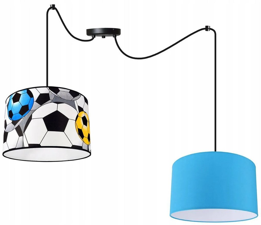 Detské závesné svietidlo Soccer Spider, 2x textilné tienidlo so vzorom (mix 6 farieb), (výber z 2 farieb konštrukcie)