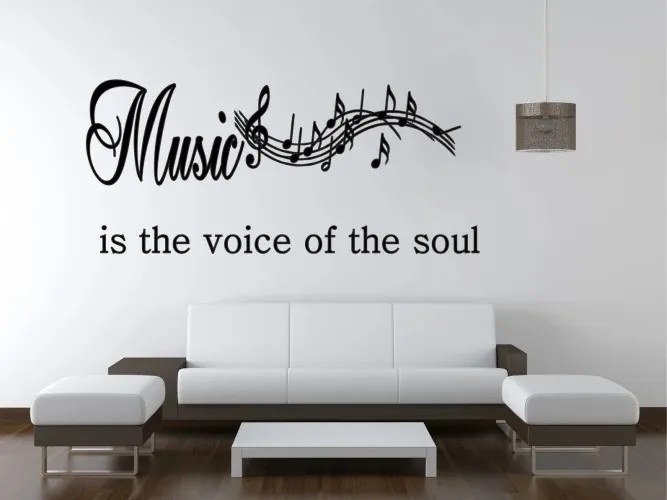 Nálepka na stenu nápis MUSIC IS THE VOICE OF THE SOUL 60 x 120 cm