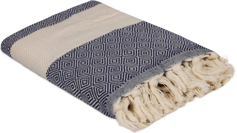 Modrý bavlnený uterák Elmas, 180 x 100 cm