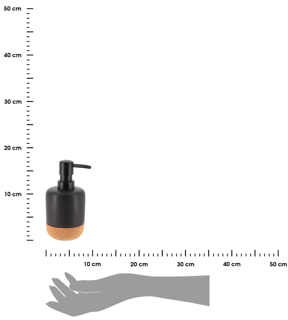 Dávkovač mydla Michavila Cork, čierna/s korkovými prvkami, 275 ml