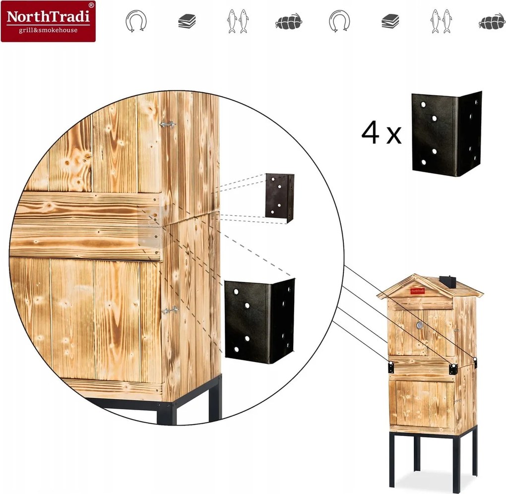 TRENDIE Udiareň XXL drevená s kovovým komínom