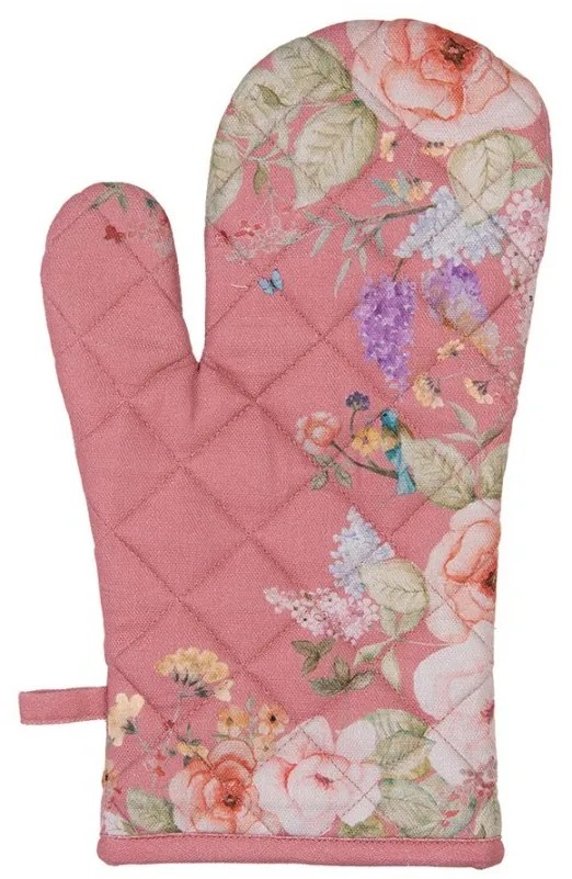Ružová bavlnená chňapka - rukavice Flower & Fiesta - 18 * 30 cm