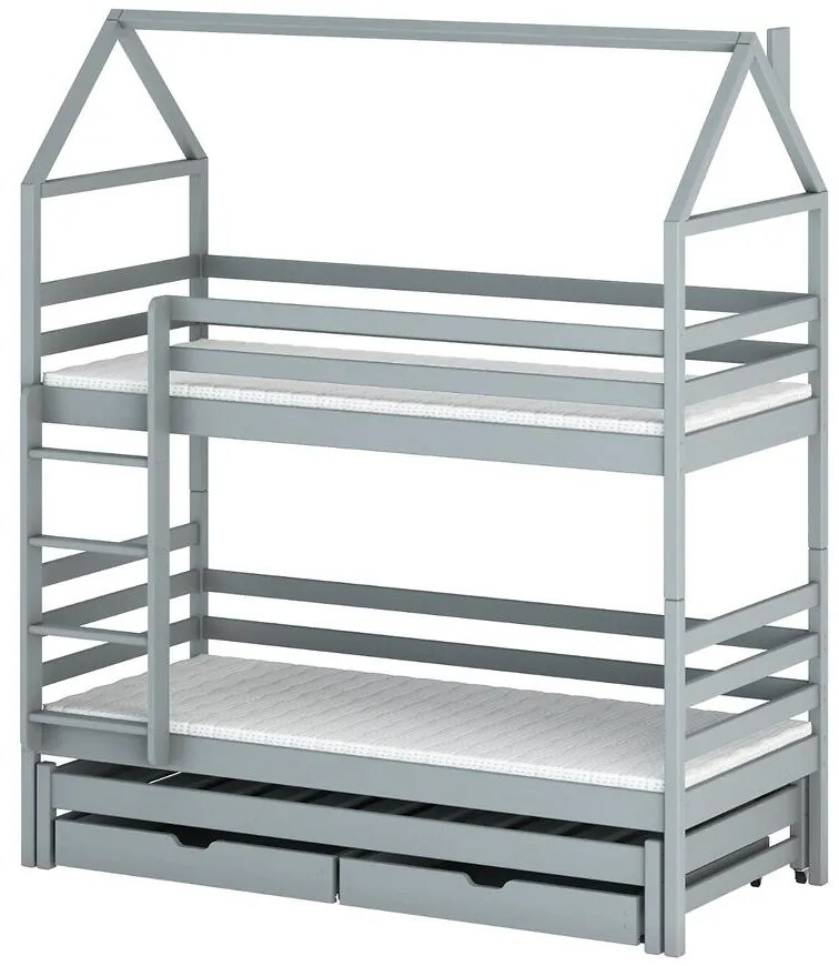 Posteľ Domček Dalia 90x200 sivá