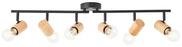 Brilliant - Bodové svietidlo KERRY 6xE27/40W/230V čierna/bambus