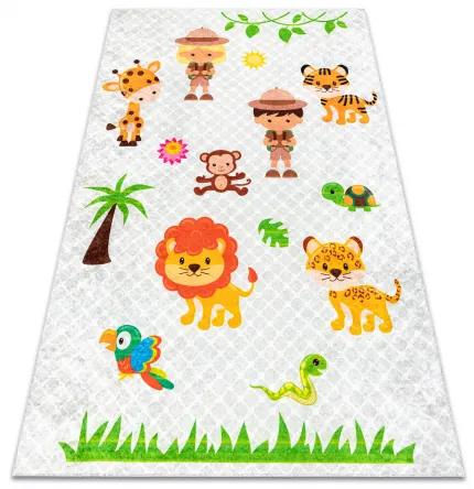 JUNIOR 52104.801 umývací koberec Safari, zvieratá pre deti protišmykový - sivá Veľkosť: 160x220 cm