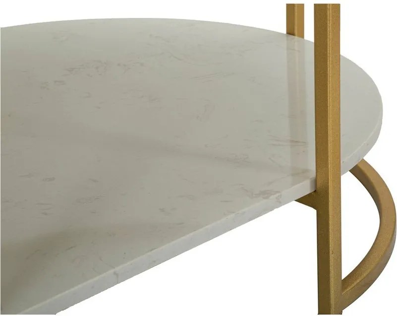 Biely/v zlatej farbe konferenčný stolík s mramorovou doskou 60x90 cm Izmir – Mauro Ferretti