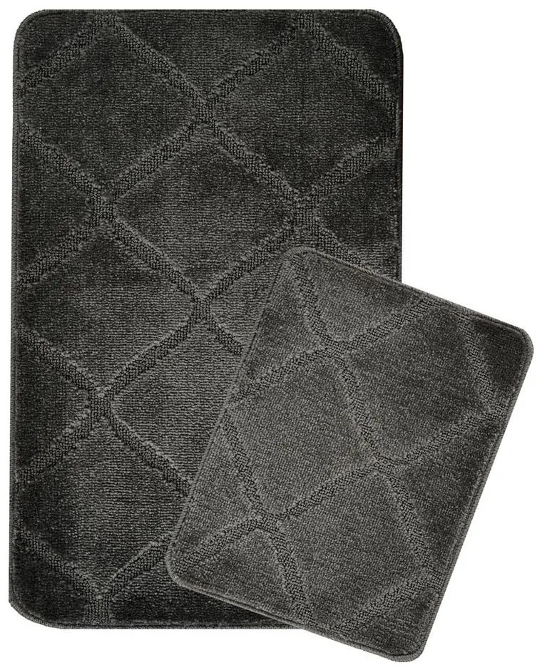 Antracitové kúpeľňové predložky v súprave 2 ks 50x80 cm Cizgili – Foutastic