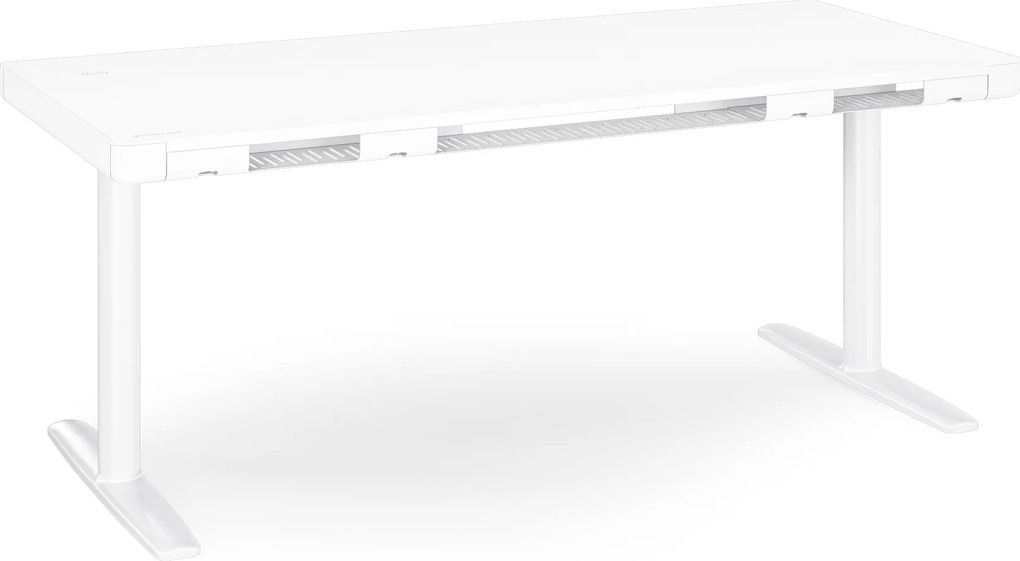 Elektrický písací stôl sit-stand so zásuvkou a bezdrôtovou nabíjačkou Qi biely, 1600 mm: ELLIS