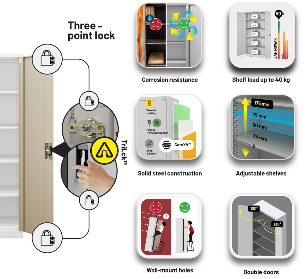 Skrinka na dokumenty biela/zlatý dub: Eco Design JAN H