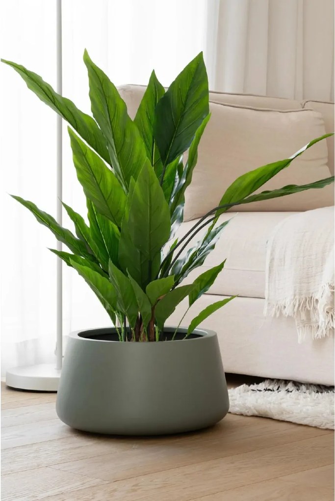 Kvetináč GORDO, sklolaminát, výška 21 cm, sivý