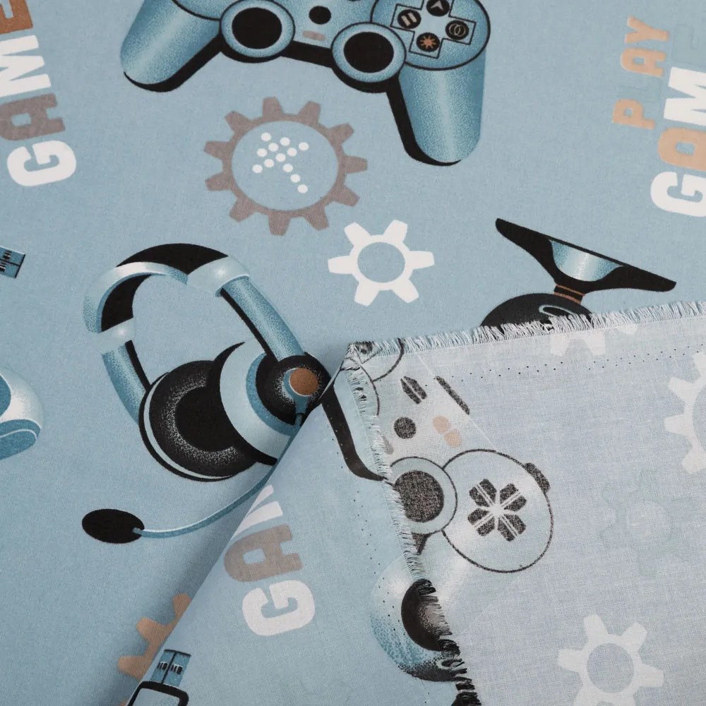 Biante Detský bavlnený záves Sandra SA-588 Play Game na modrom 150x230 cm