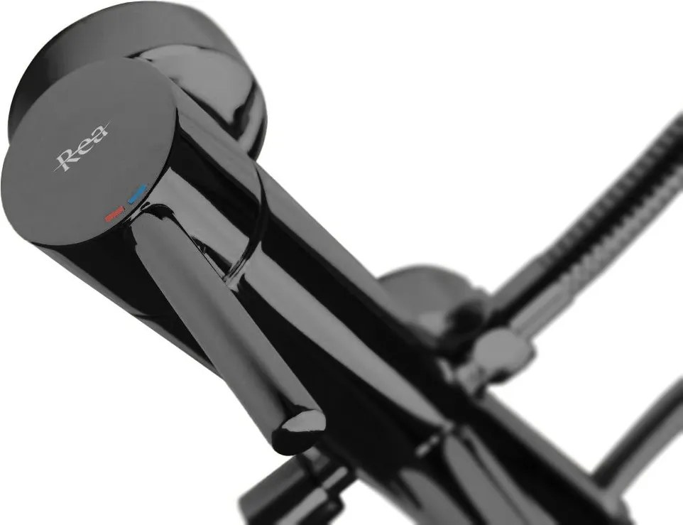 Rea Lungo, nástenná vaňová batéria, čierna lesklá, REA-B4422