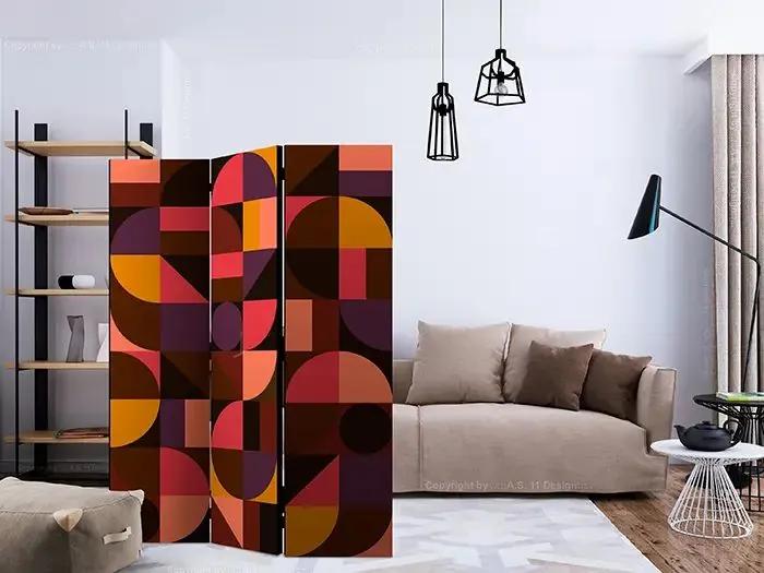 Paraván - Geometric Mosaic (Red) [Room Dividers] Veľkosť: 135x172, Verzia: Akustický