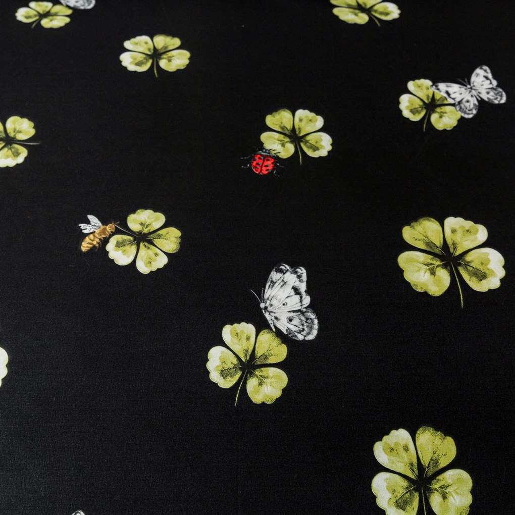 Obliečky z mikrovlákna FOUR LEAF CLOVER čierne Rozmer obliečky: 70 x 90 cm | 140 x 220 cm