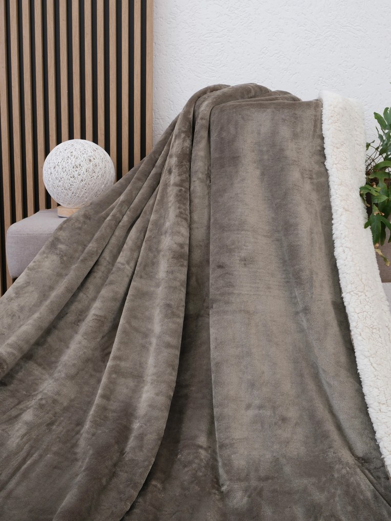 Baránková deka mikroplyš Exclusive 220 × 200 cm – Laura sivohnedá