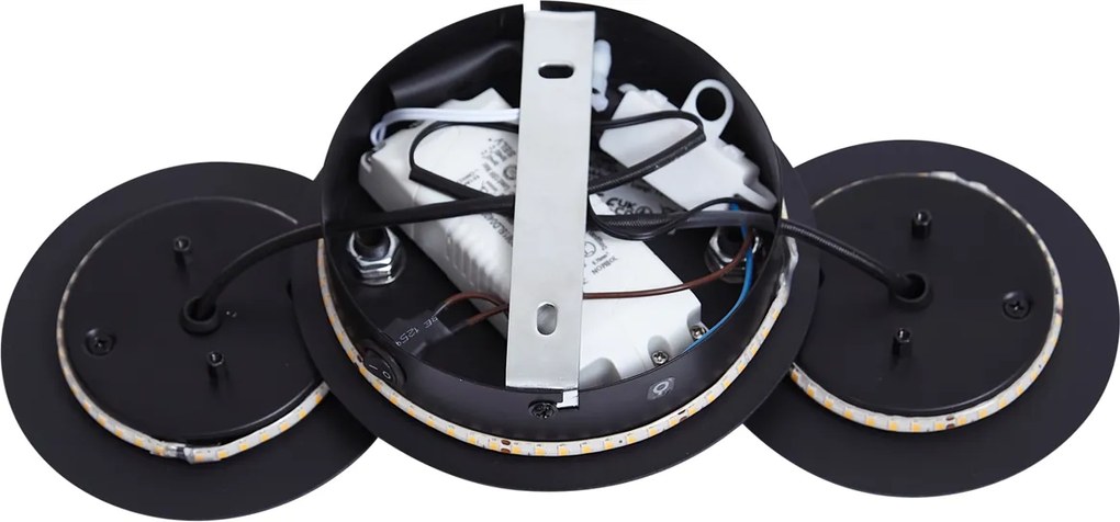 Moderné nástenné svietidlo čierne so zlatom vrátane LED 3-stupňové stmievateľné 3-svetlá - Sunrise 3