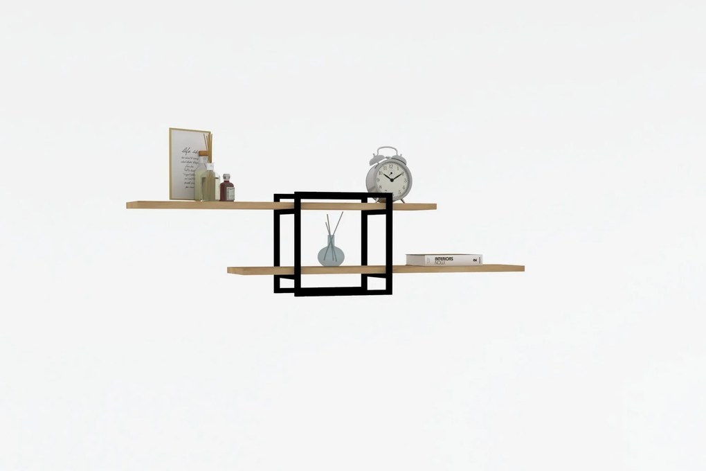 Nástenná polica MONE dub safírový/čierny