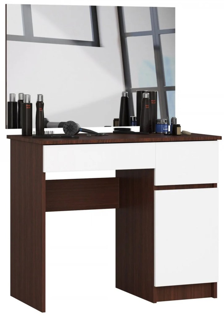 Toaletný stolík P-2/SL 900x600 pravá - wenge/biela