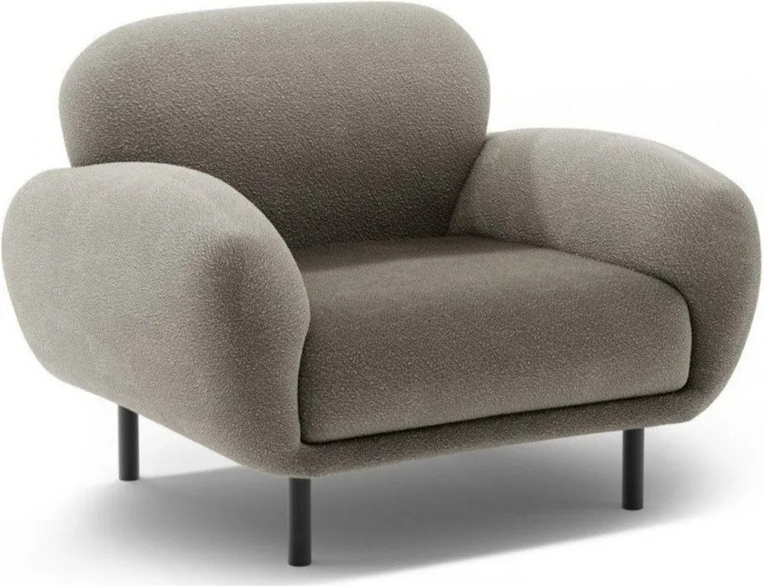 Sivé kreslo z textílie buklé Poppy – Micadoni