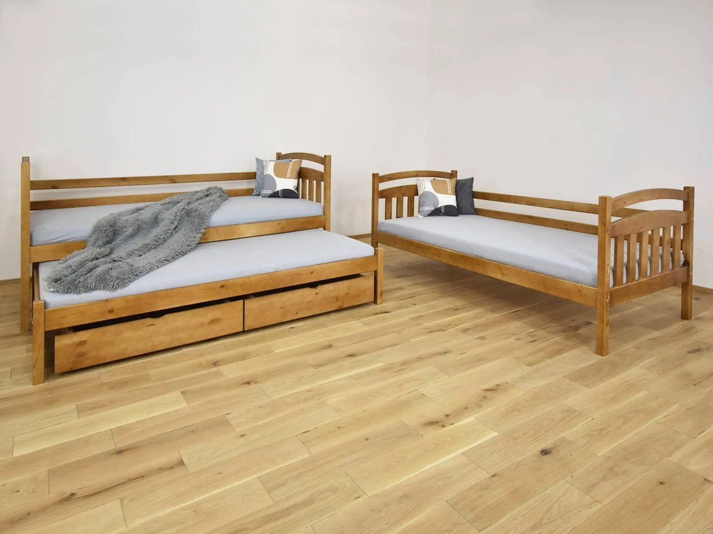 Wilsondo Poschodová posteľ s prístelkou Petra 1 90x200 - dub