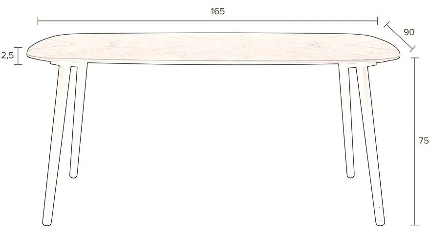 Jedálenský stôl s doskou v dekore orechového dreva 90x165 cm Clover – Dutchbone