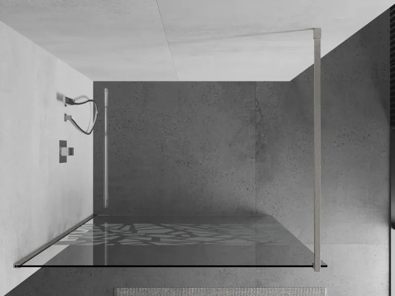 Mexen Kioto, sprchová zástena Walk-In 80 x 200 cm, 8mm číre sklo biely vzor, brúsená oceľ profil, 800-080-101-97-85
