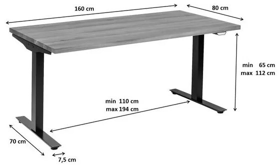 Symphony Oak kancelársky stôl čierny/hnedý 160x80