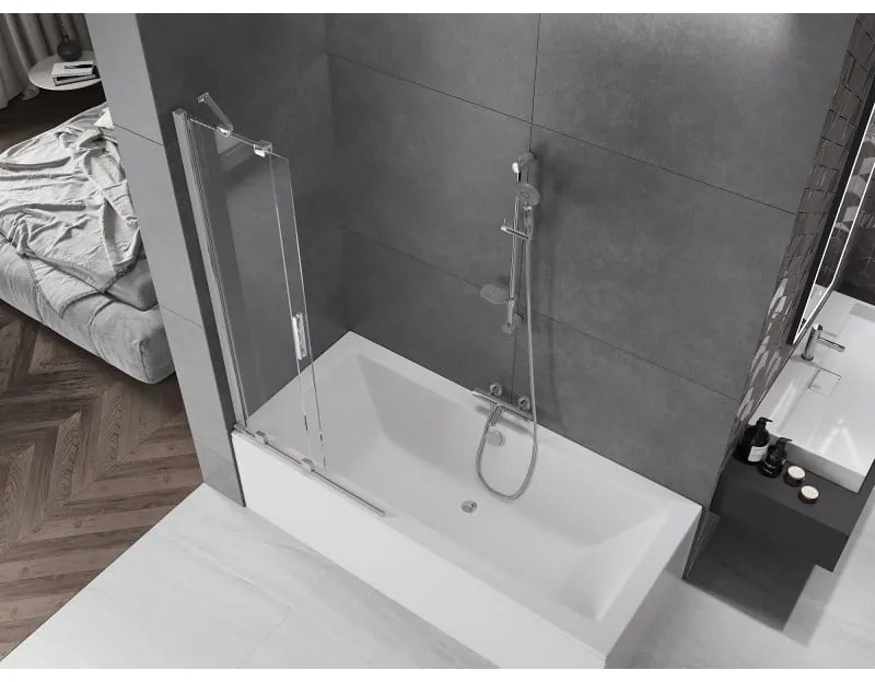 Mexen Velar, 2-krídlová posuvná vaňová zástena 80 x 150 cm, 8mm číre sklo, chrómový profil, 896-080-000-01-01