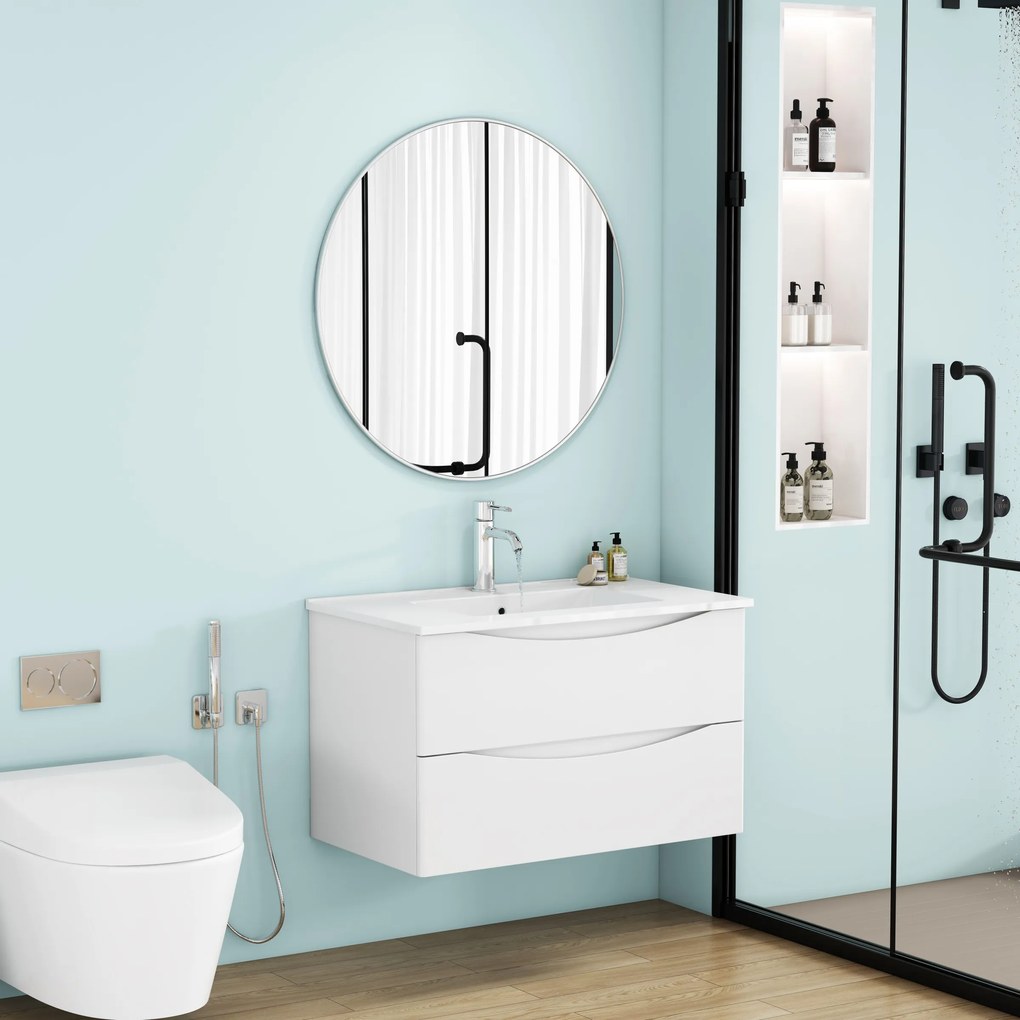 Závesná skrinka pod umývadlo Houseland Nirela 80 cm biela