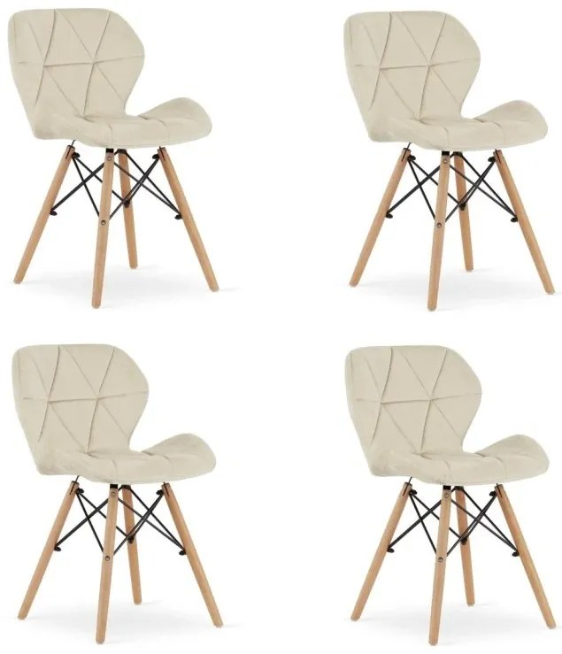 Set 4 zamatových kresiel LAGO - béžové