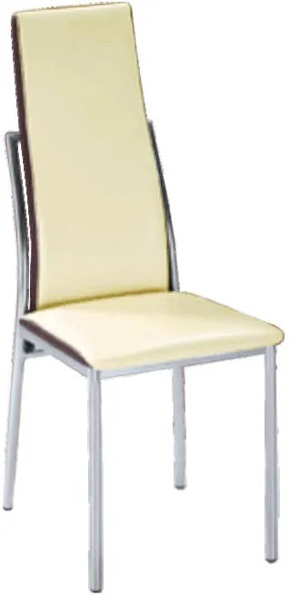 Jedálenská stolička, ekokoža béžová, hnedá/chróm, ZORA