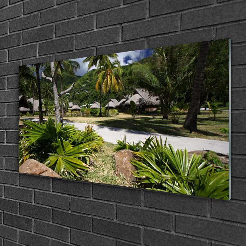 Skleneny obraz Listy palmy stromy príroda 120x60 cm