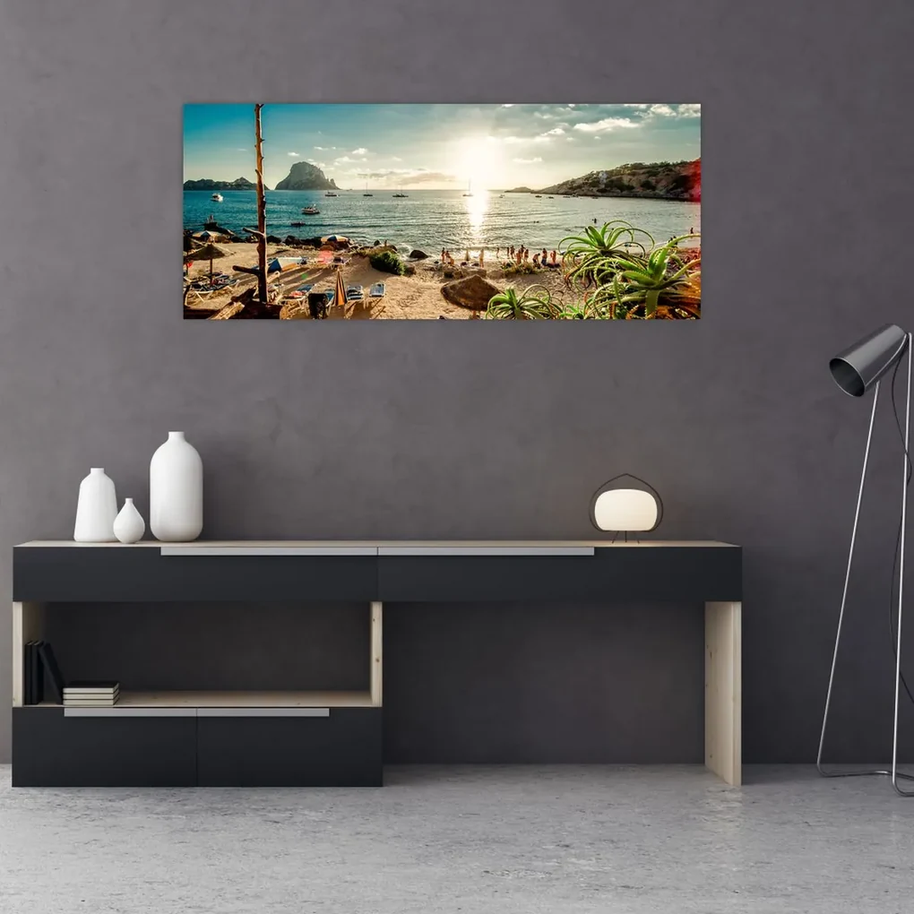 Obraz - Pláž s ľuďmi (120x50 cm)