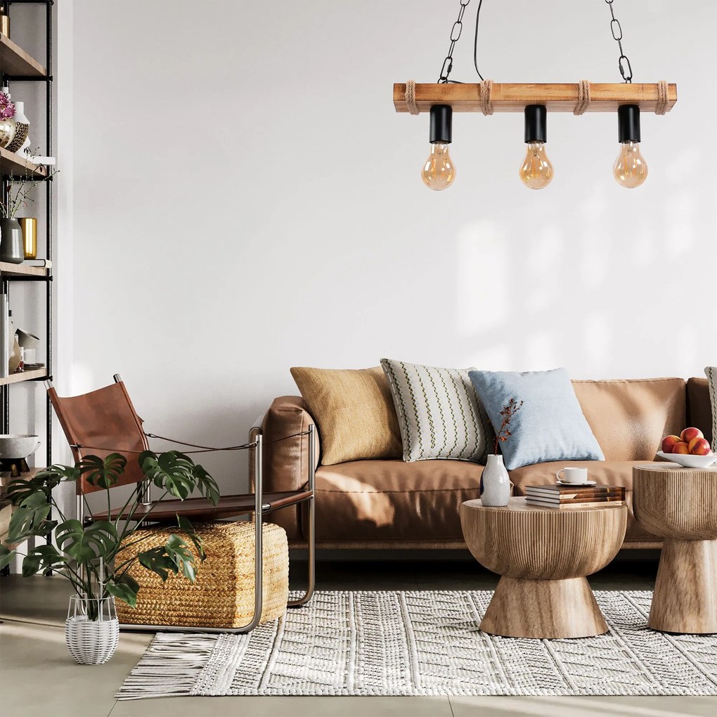 Toolight BOHO LINE, 3-bodové závesné svietidlo 3xE27 APP1319-3CP, hnedá-čierna, OSW-02461