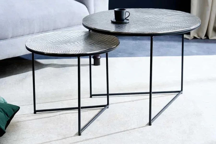 Sada konferenčných stolíkov Khalil 60 cm antik strieborná