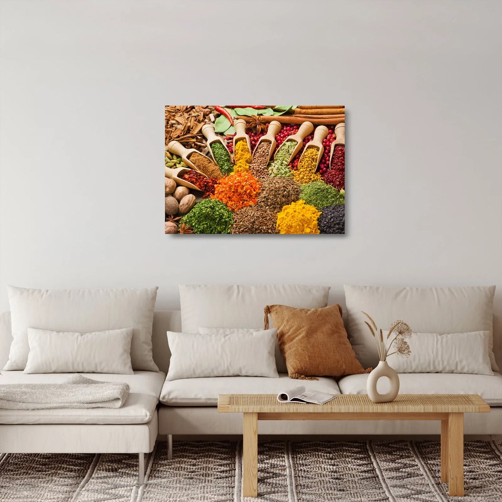 Sklenený obraz - Korenie z celého sveta (70x50 cm)