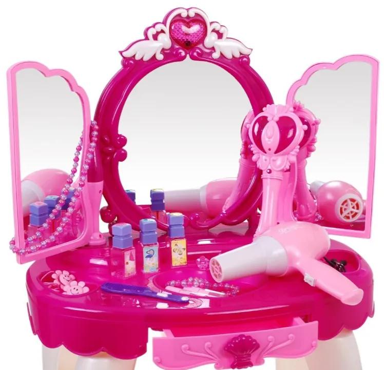 Ramiz Ružový toaletný stolík s doplnkami