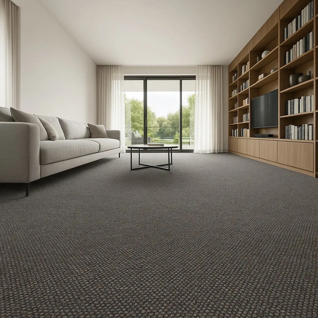 Metrážny koberec Nature antracit - neúčtujeme odrezky z role, na mieru, šíře 1,33m,1m,2m,3m,4m,5m,na mieru, neúčtujeme odrezky, šedá