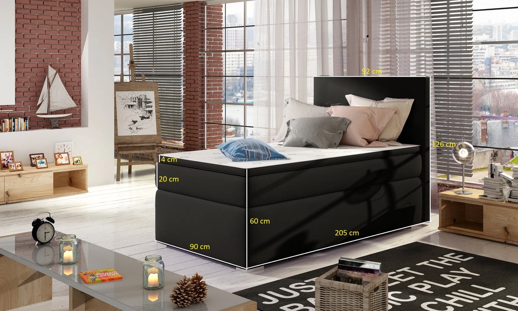 Moderná box spring posteľ Radka 90x200, biela Roh: Orientace rohu Pravý roh