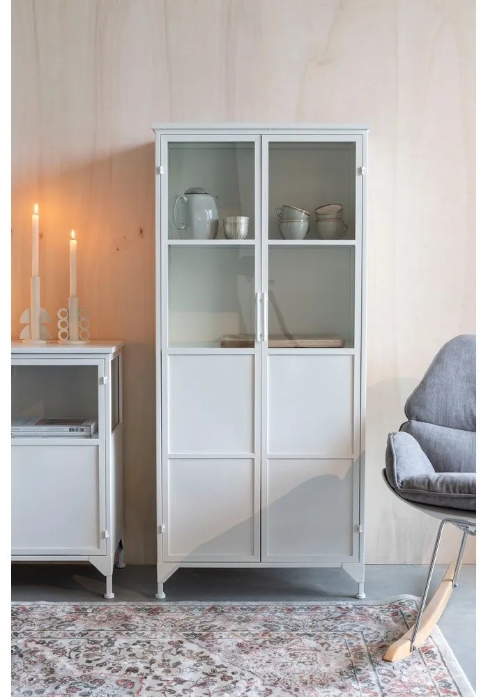 Biela kovová vitrína 35x150 cm Miya – White Label