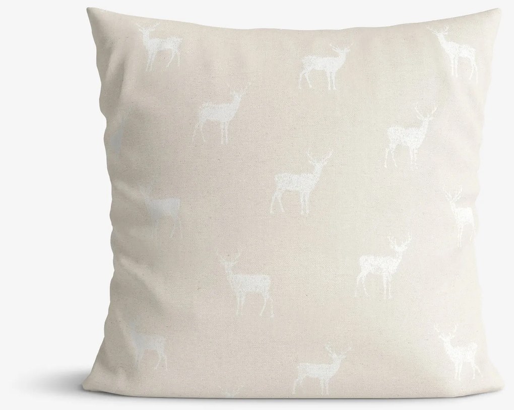 Goldea vianočná obliečka na vankúš natura – jeleňe na režnej 45 x 45 cm