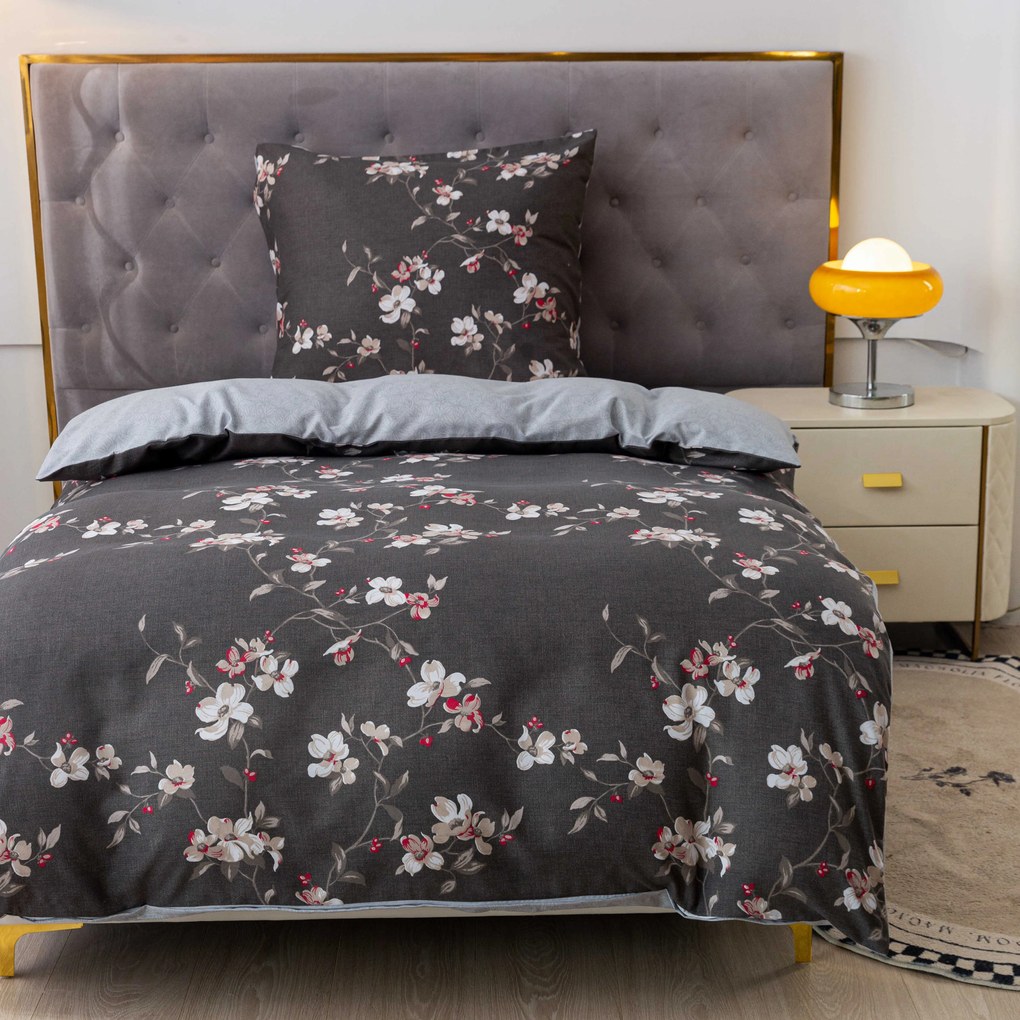 Flanelové obliečky z mikrovlákna BLOSSOM sivé Rozmer obliečky: 70 x 90 cm | 140 x 200 cm