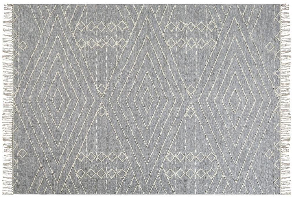 Bavlnený koberec 140 x 200 cm sivá/biela KHENIFRA Beliani
